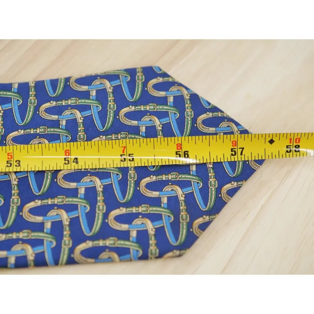 Brooks Brothers Makers Silk Tie Blue Belt Design Necktie 57.5 x 3.5